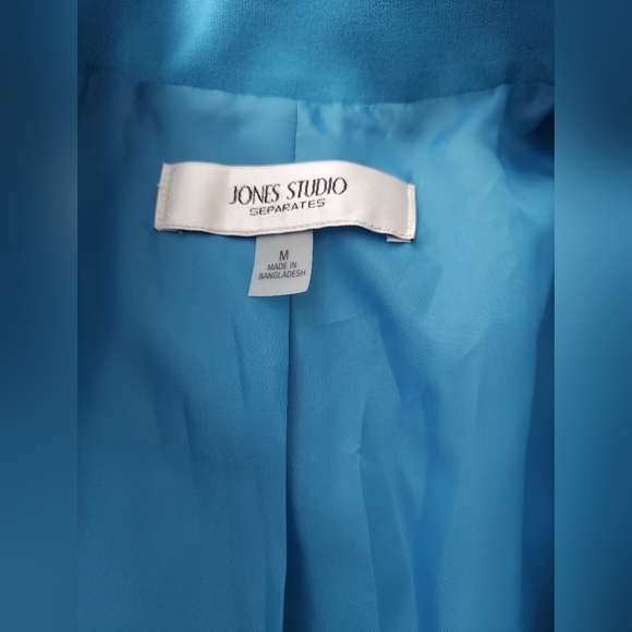 Jones Studio Separetes Blazer Blue Cobalt Open Front Long Sleeves Lined Size M - Picture 7 of 8